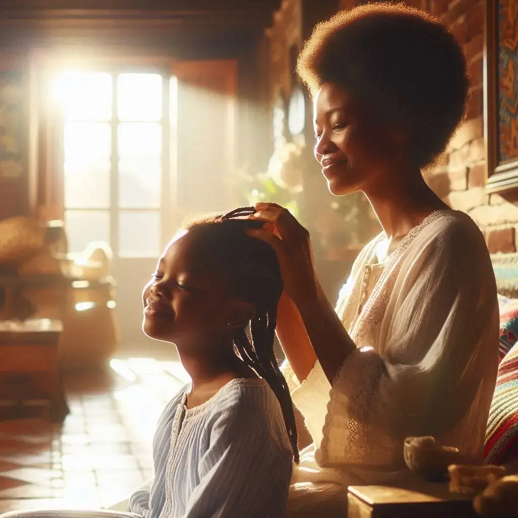 african mother braiding hair