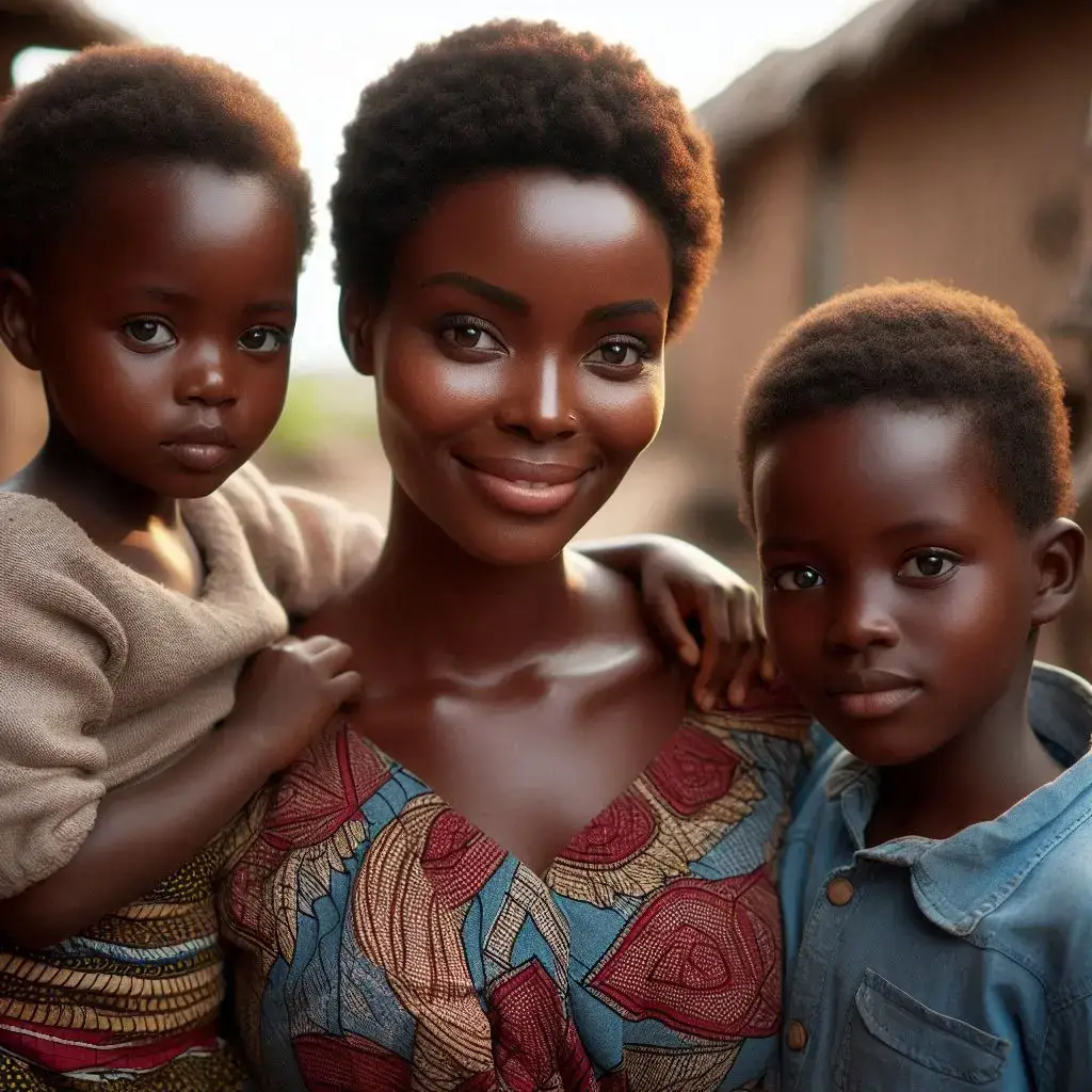 African mum and her kids
